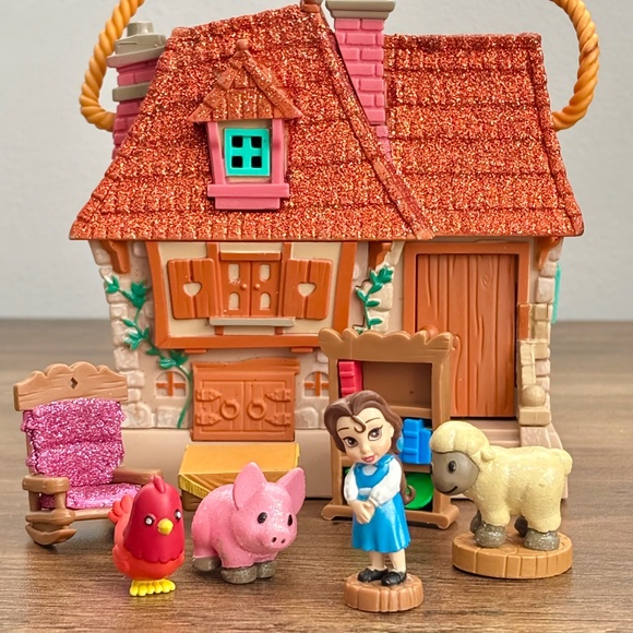 DISNEY Beauty Animators Collection Littles BELLE'S COTTAGE HOUSE Playset Figures - Picture 1 of 13
